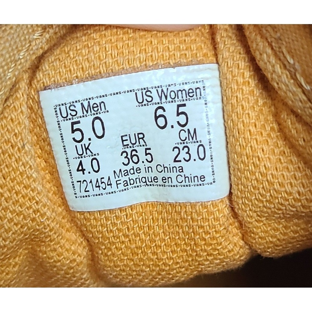 Vans Old Skool Embroidered Flowers US 6.5 Yellow Suede Skate Shoes Sneakers‎ - Picture 6 of 8